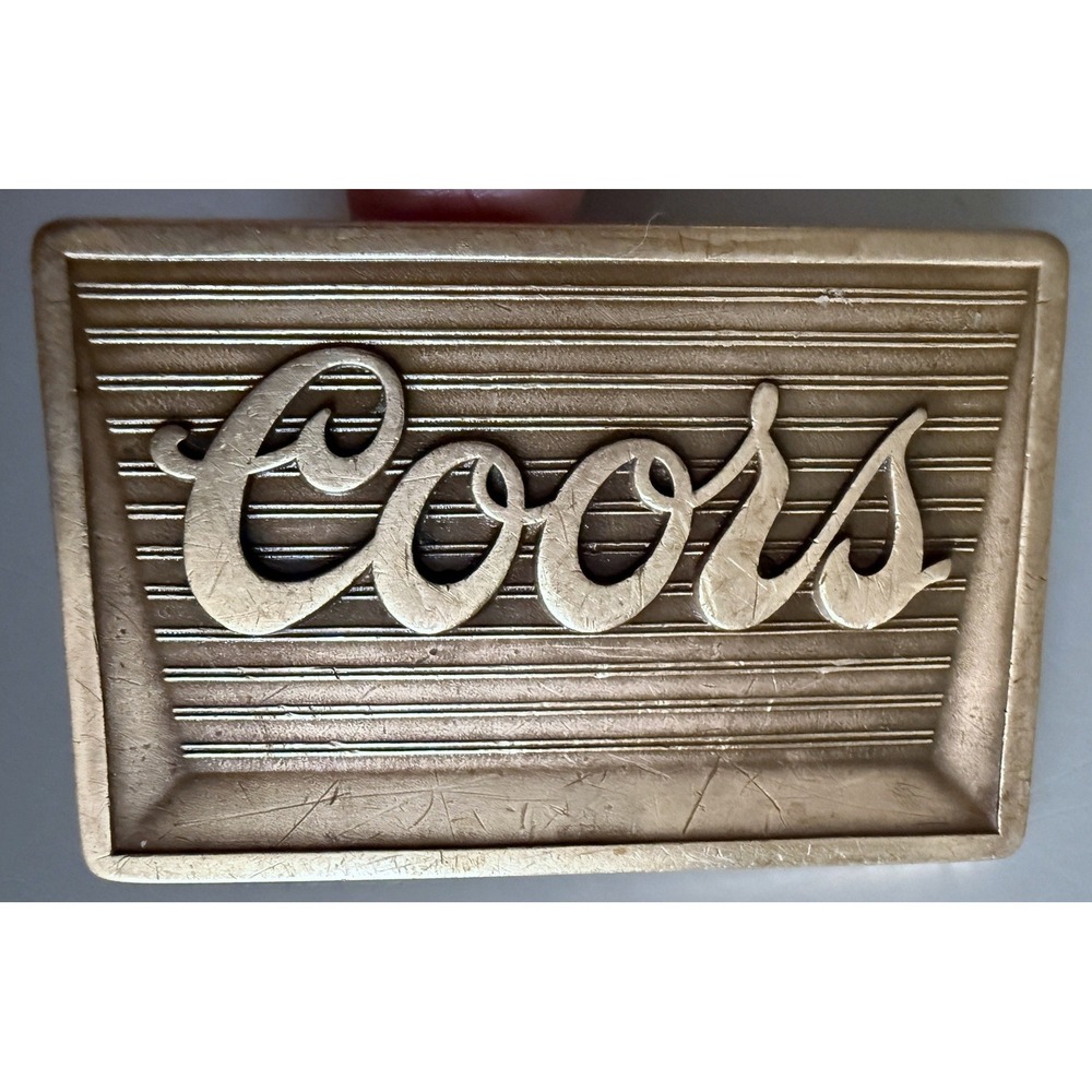 Vintage Solid Brass EARLY COORS Belt Buckle, 1960s Distributor Solid Brass 2.5"